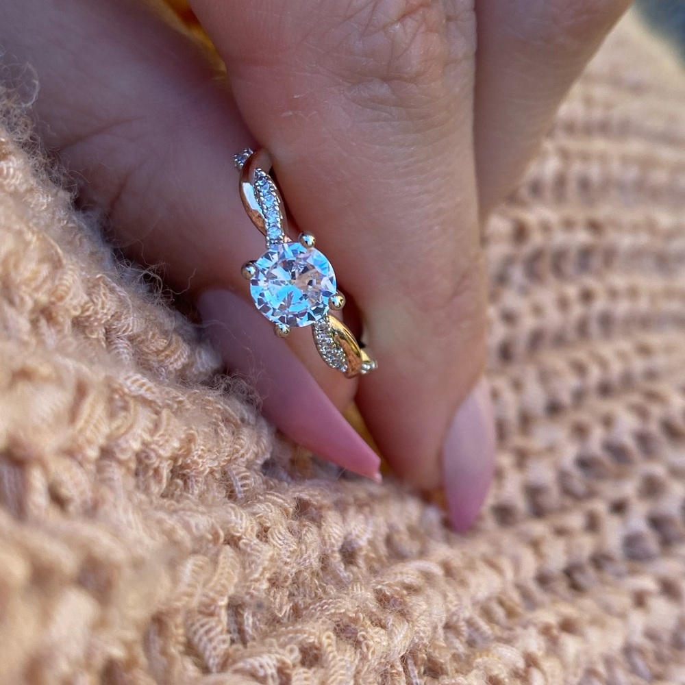 NEW 925 Sterling Silver Two tone Ring Engagement - Picture 11 of 11